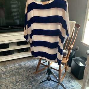 Chico's Navy and White Striped Blouse